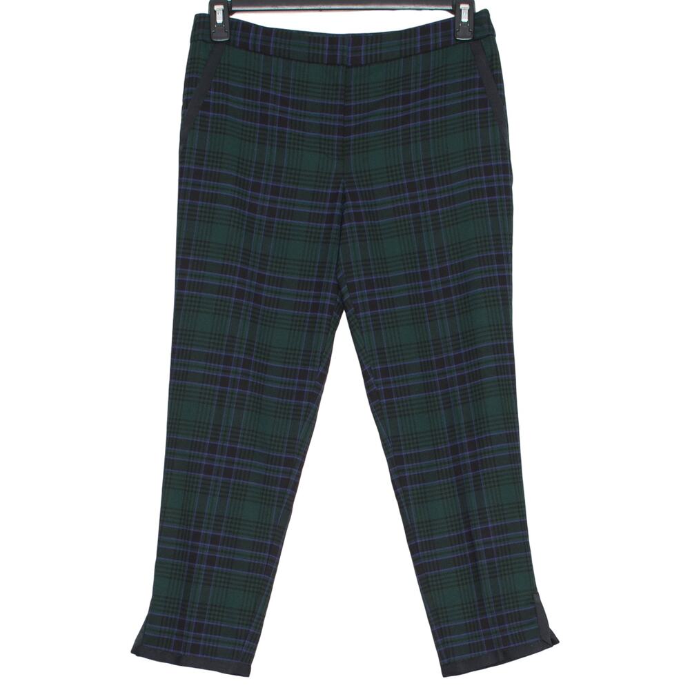 Talbots Crop Pants Wool Blend Green Black Plaid 6P Preppy Work Office Career‎